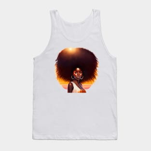 [AI Art] African sunset woman with big hair Tank Top